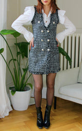 Robe tweed noire et blanche "Eve"