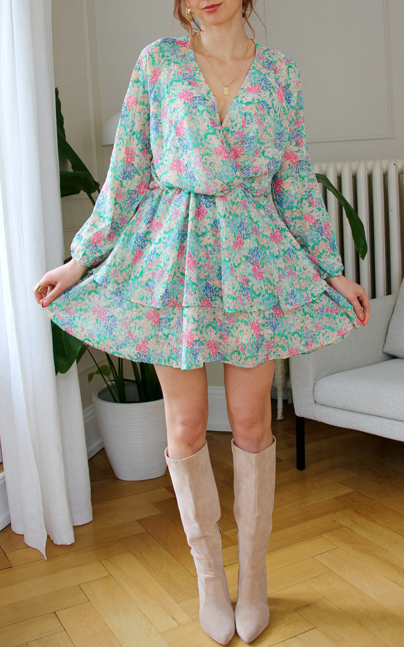 Robe fleurie verte "Paulyne"