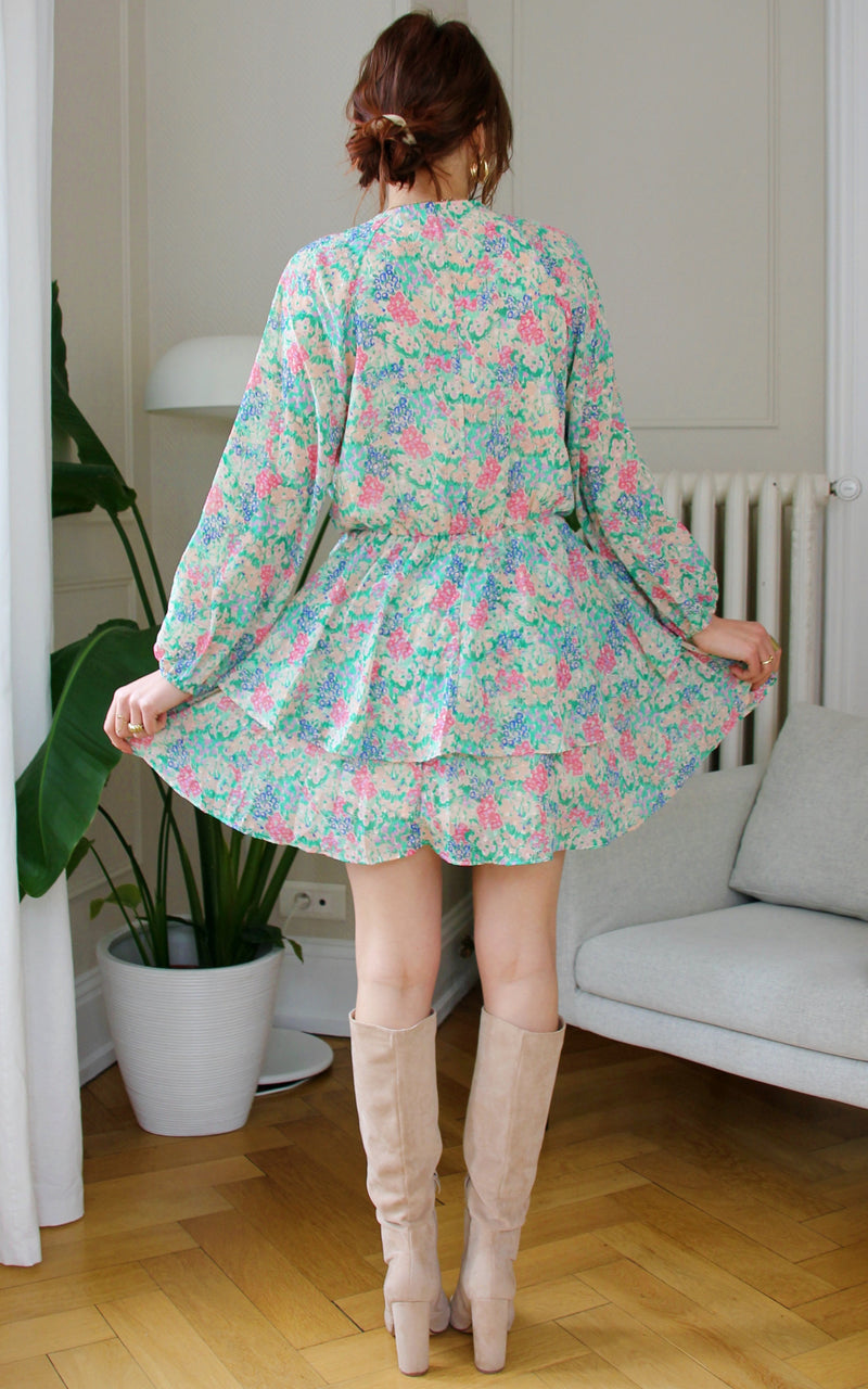 Robe fleurie verte "Paulyne"